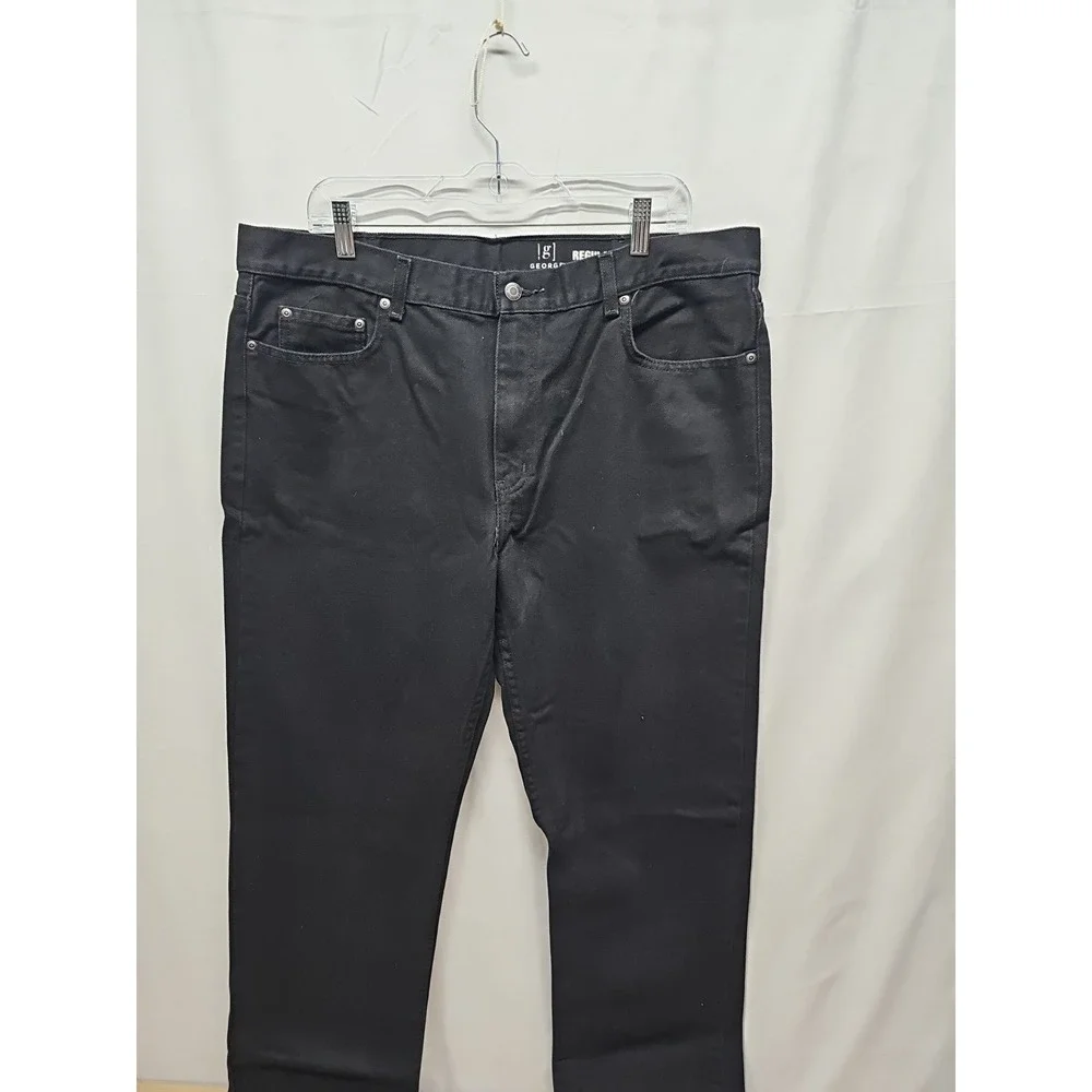 George Men's Black Denim Jeans Pants Regular‎ Size 38/32